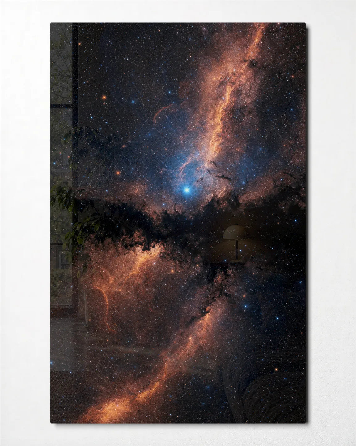 Star River — front view of glass wall art