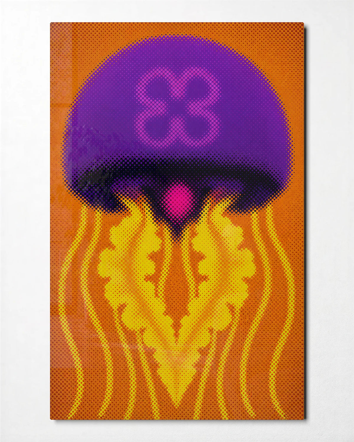 Jellyfish Pop — front view of glass wall art