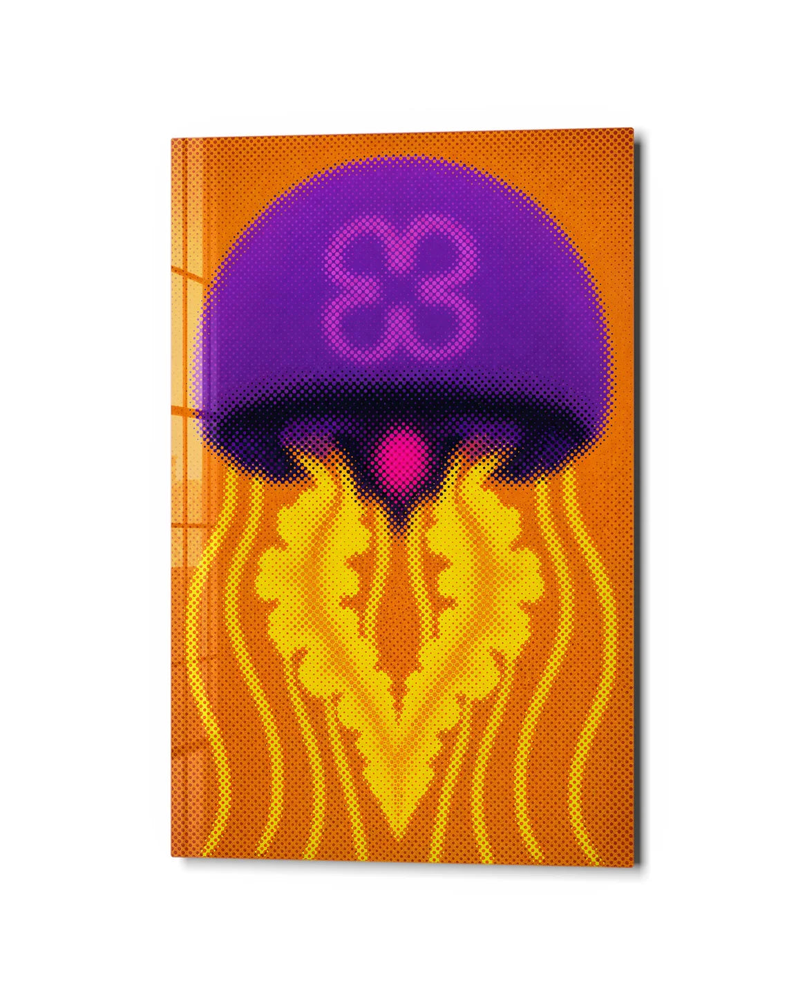 Jellyfish Pop — studio view of glass wall art