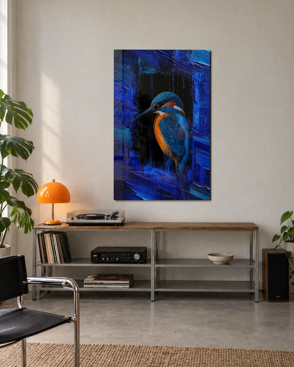 Kingfisher in Blue — shown in a living space