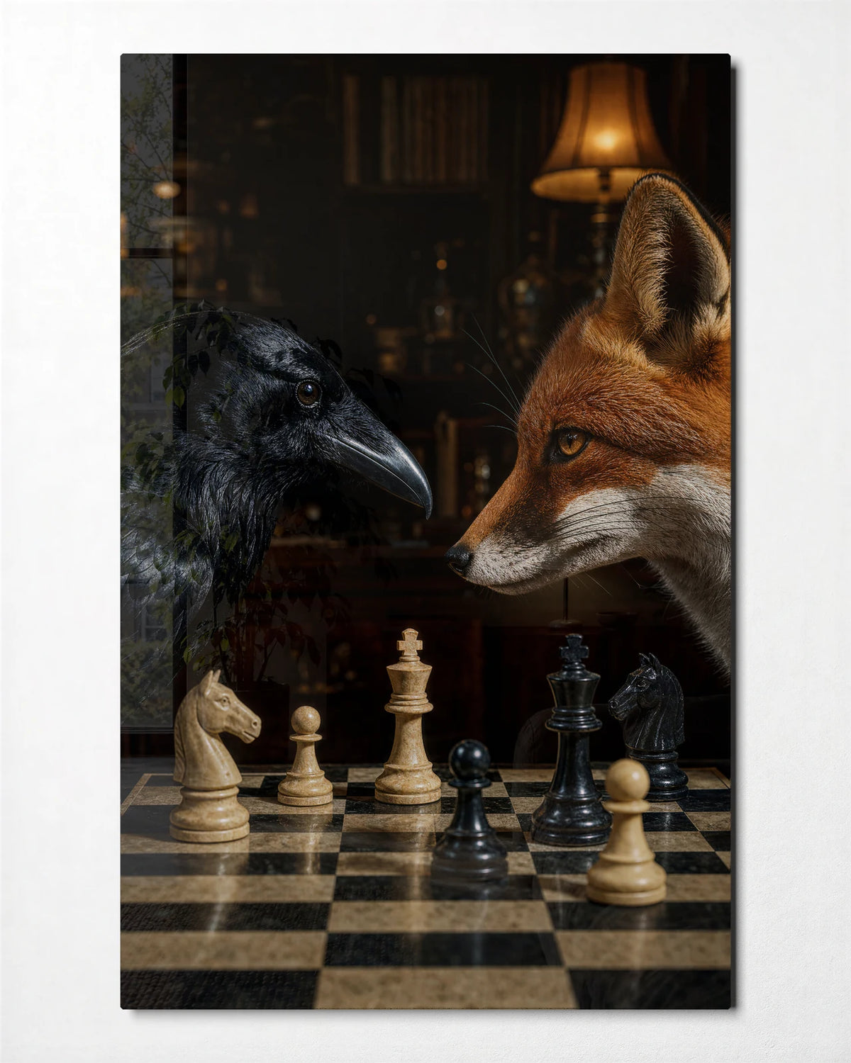 Your Move — front view of glass wall art