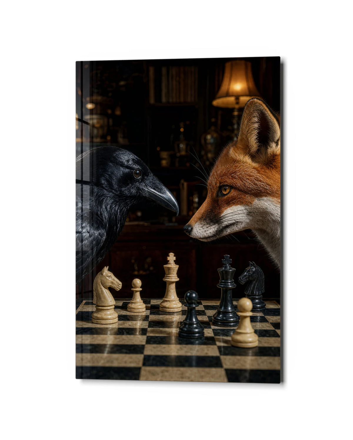 Your Move — studio view of glass wall art