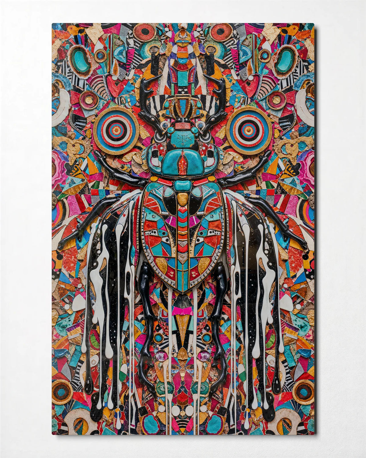 Beetle Kaleidoscope — front view of glass wall art