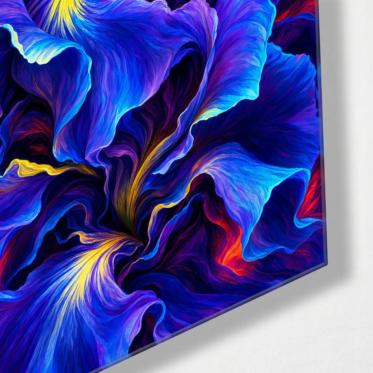 Petals After Dark — corner detail of glass wall art