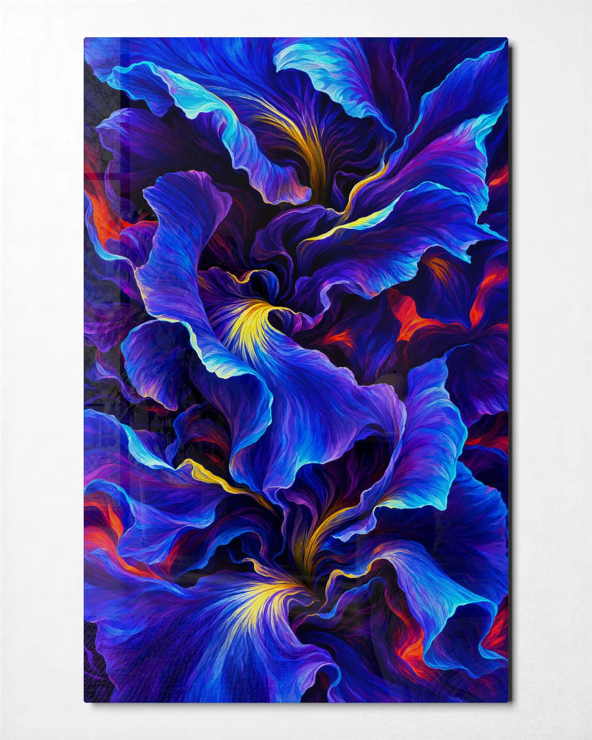 Petals After Dark — front view of glass wall art