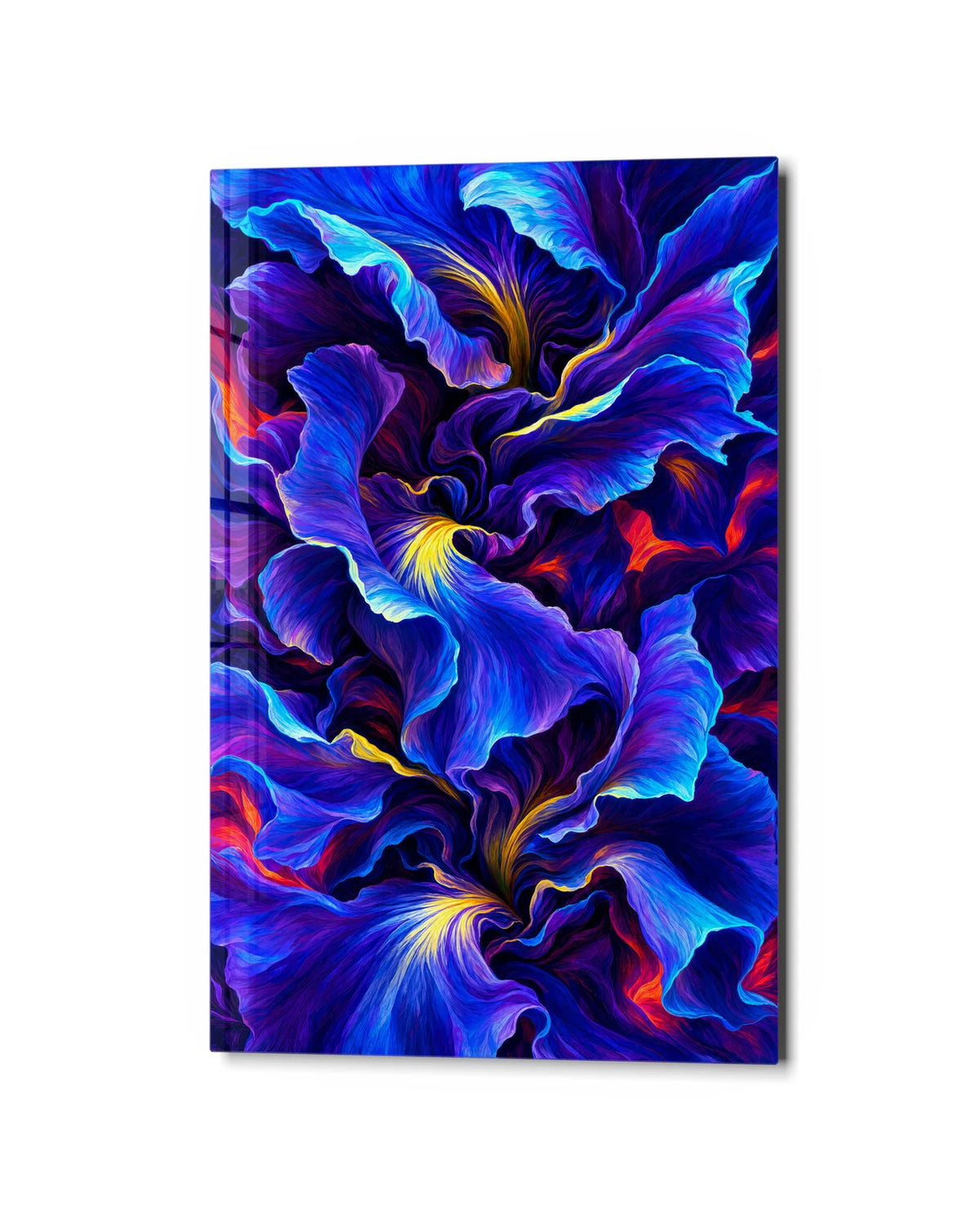 Petals After Dark — studio view of glass wall art