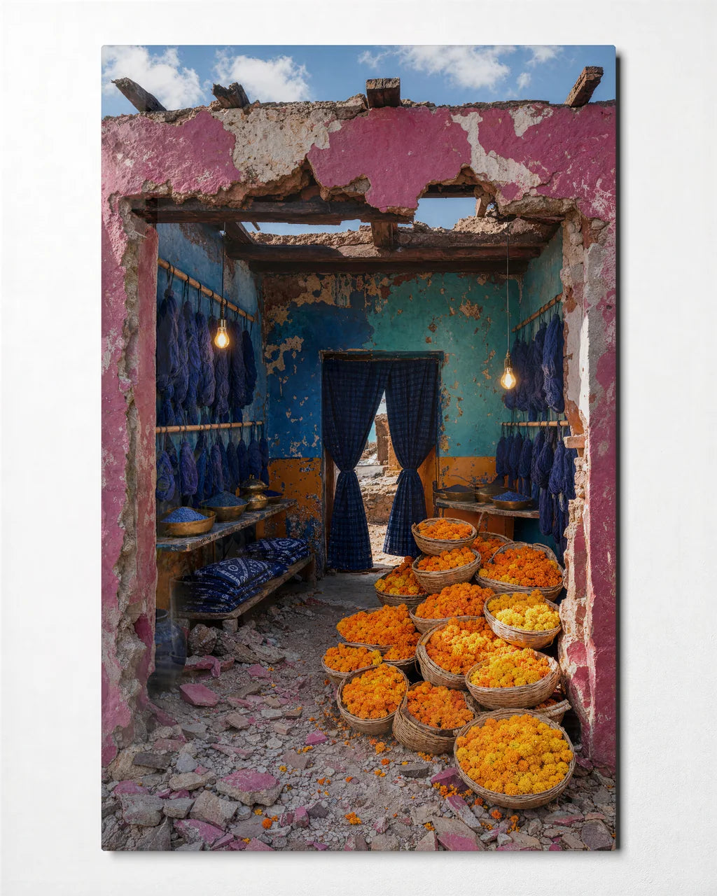 Marigold Room — front view of glass wall art