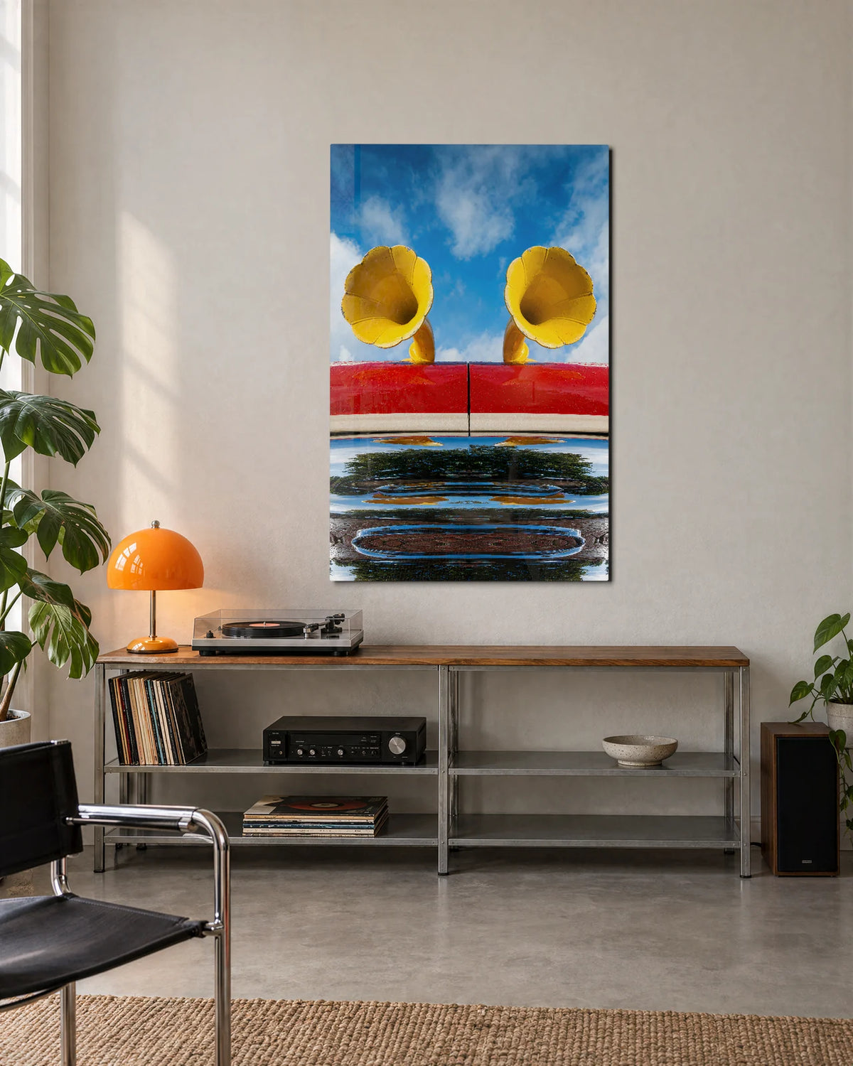 Double Yellow Horns — shown in a living space
