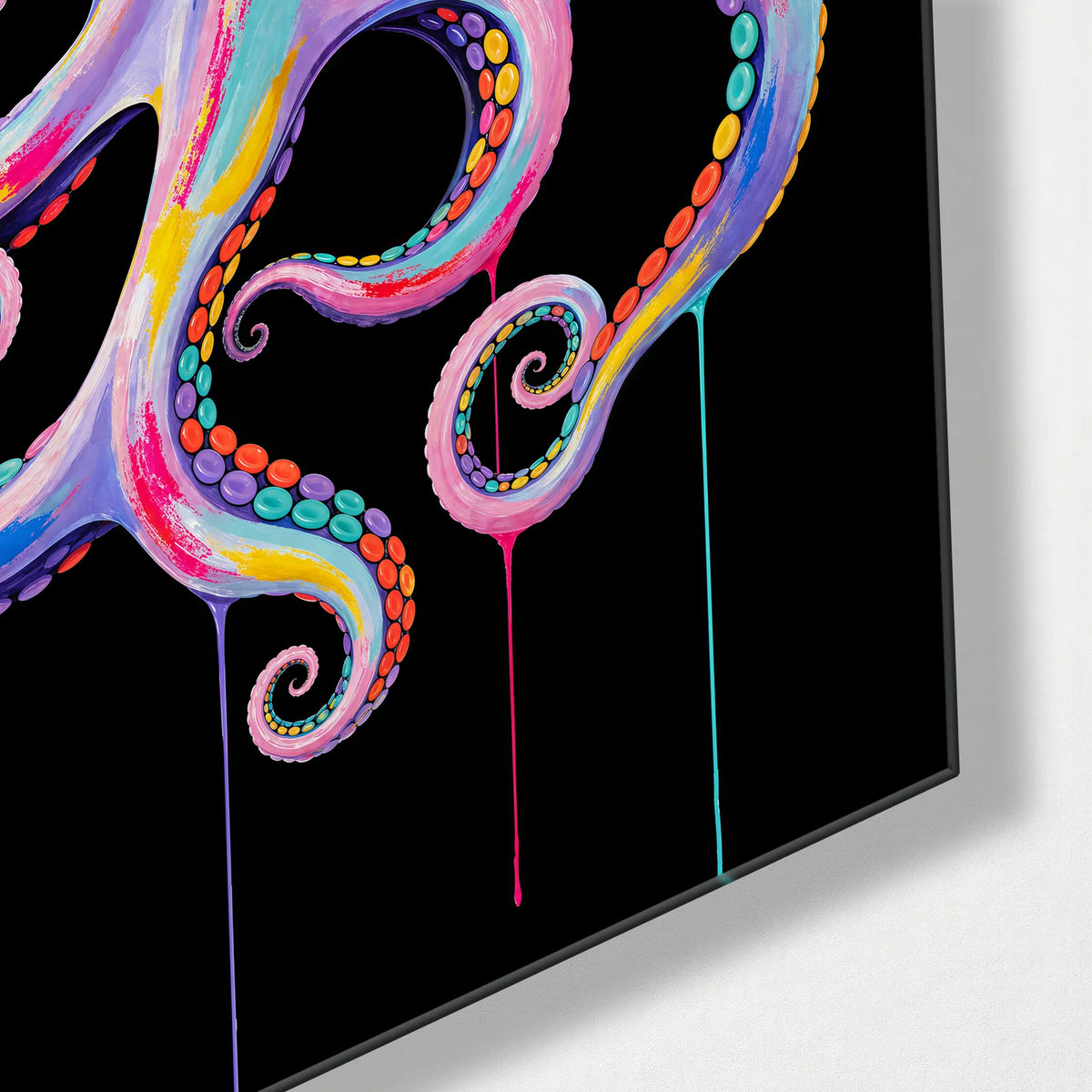 Eight Bright Arms — corner detail of glass wall art