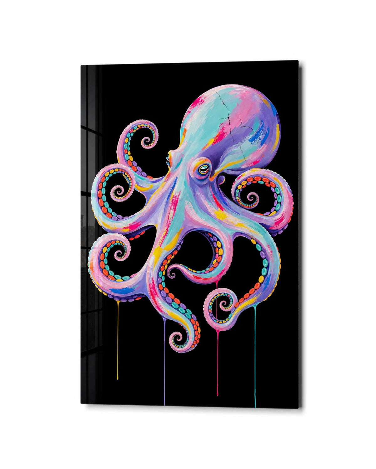 Eight Bright Arms — studio view of glass wall art