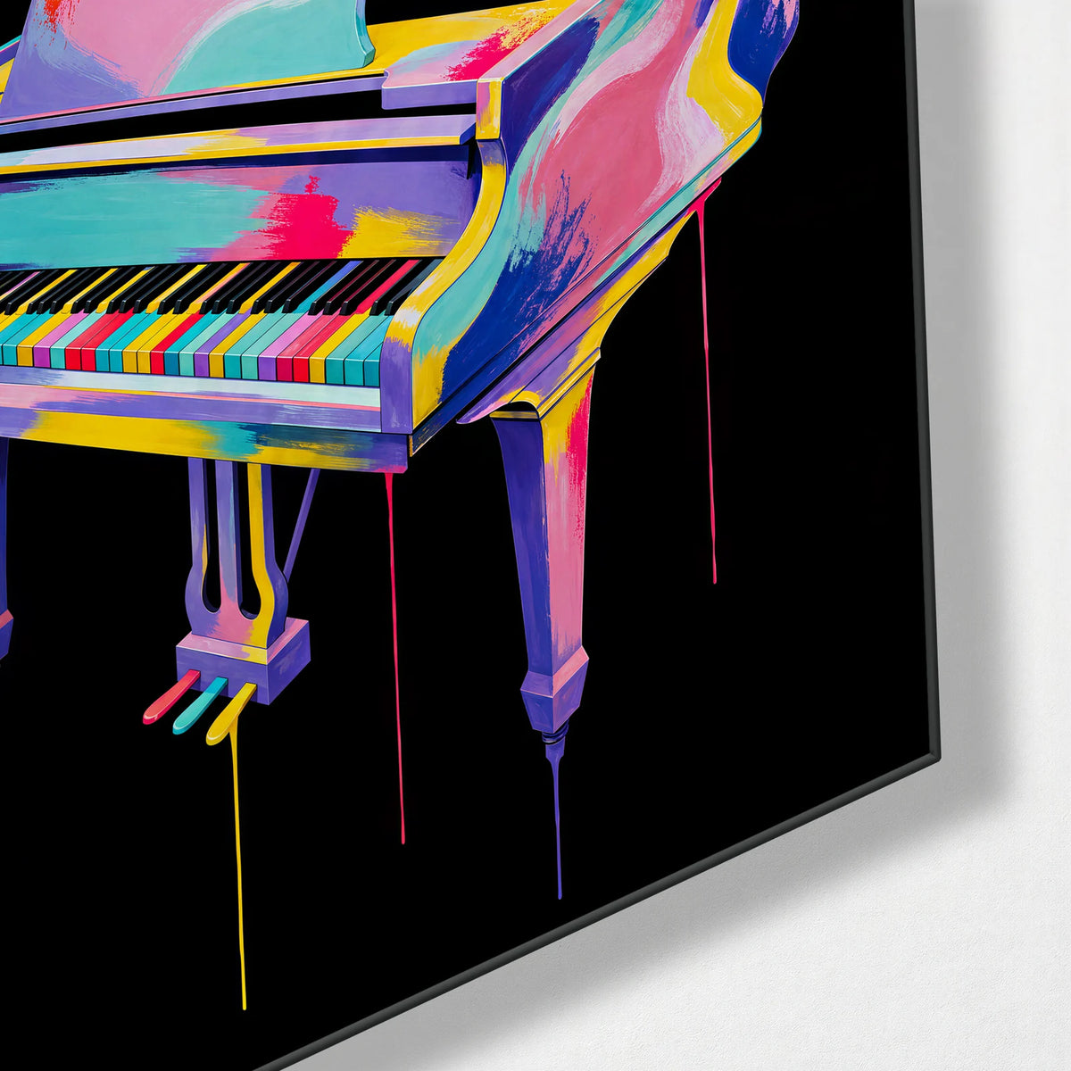Piano in Full Colour — corner detail of glass wall art