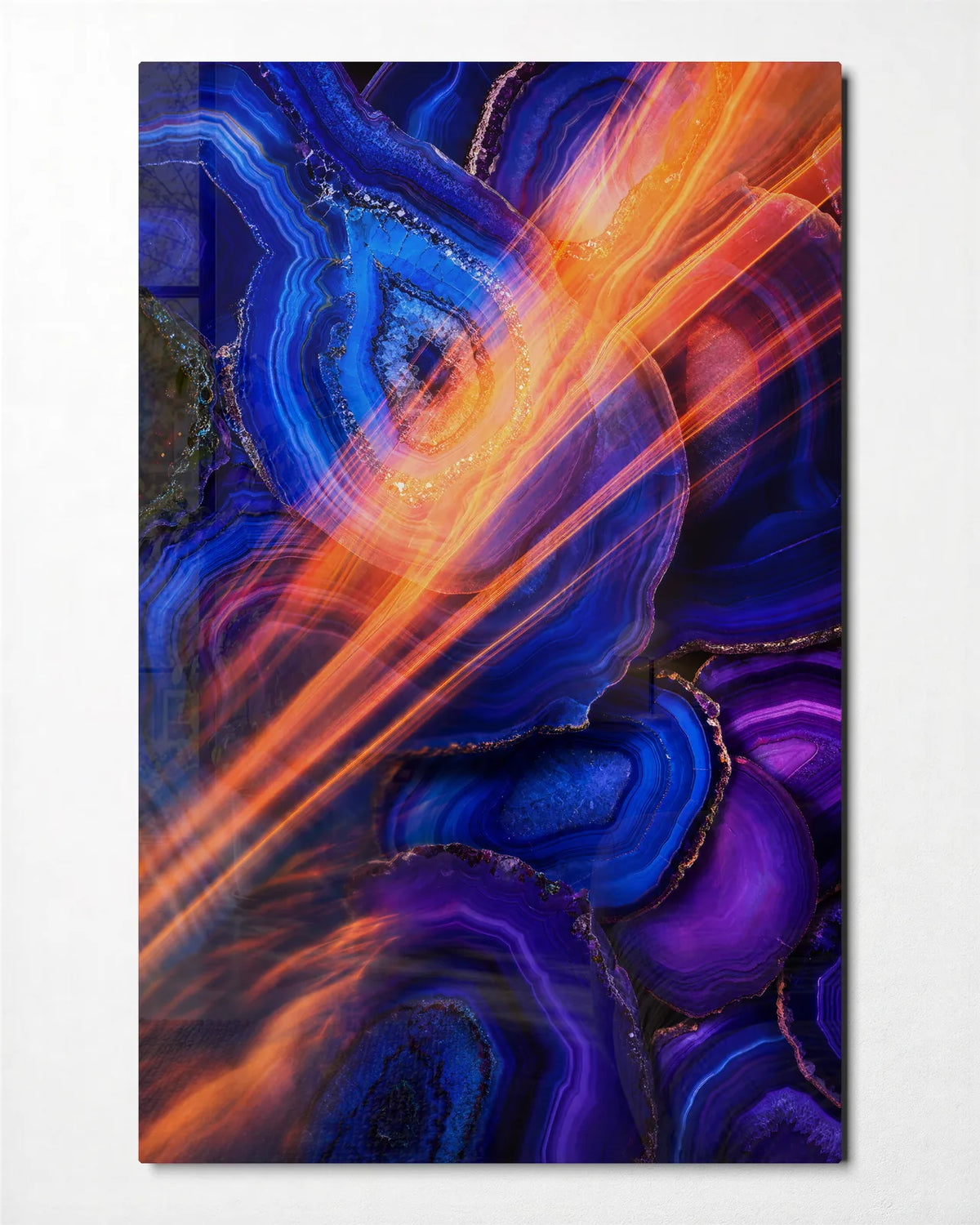 Electric Stone — front view of glass wall art