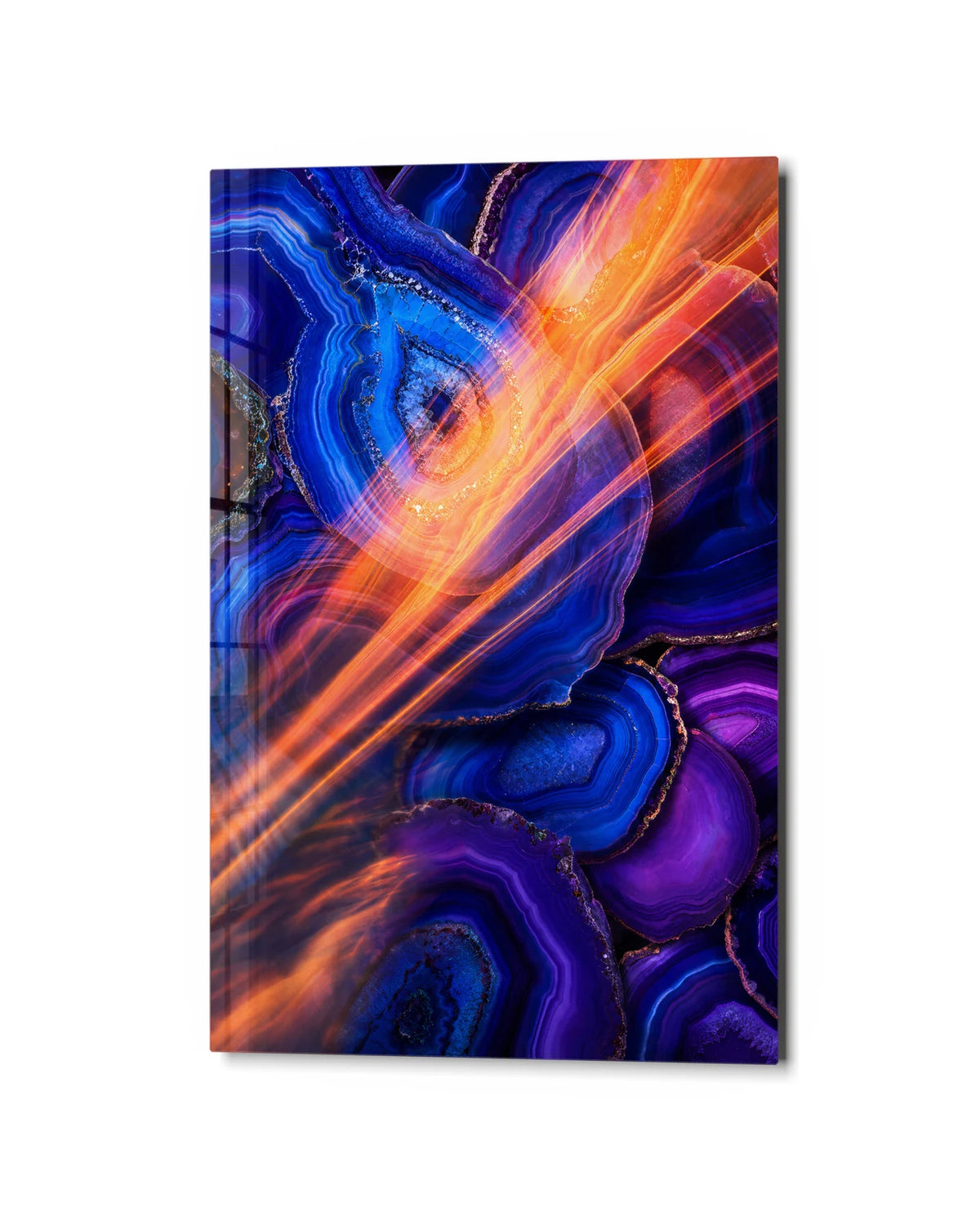 Electric Stone — studio view of glass wall art