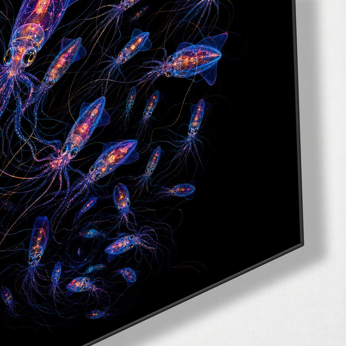 Midnight Shoal — corner detail of glass wall art