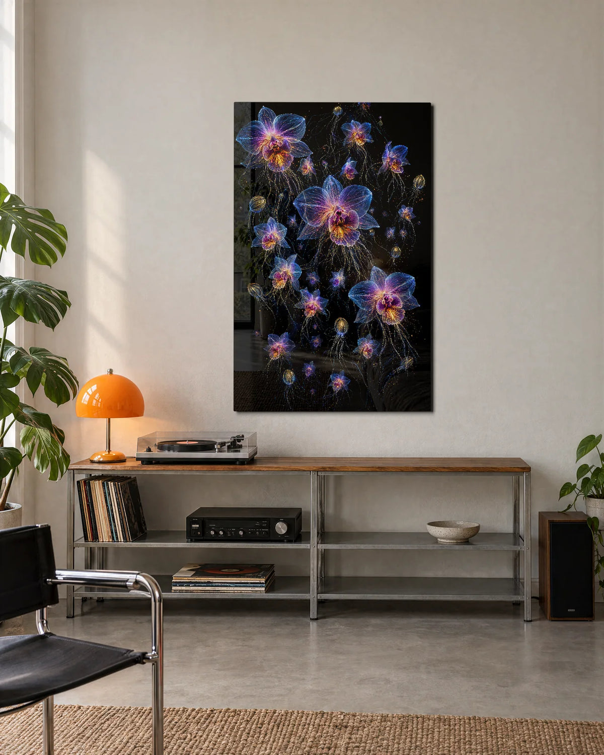 Orchids After Dark — shown in a living space