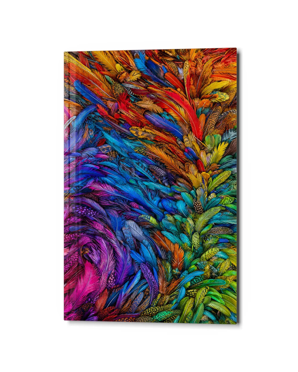 Feather Current — studio view of glass wall art