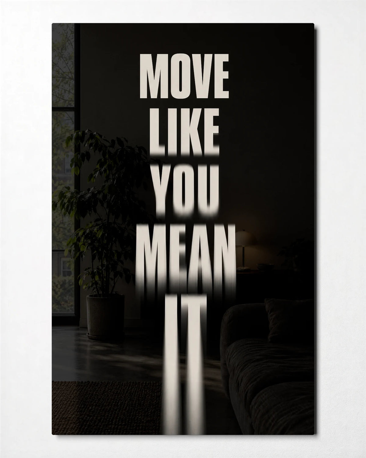 Move With Intent — front view of glass wall art