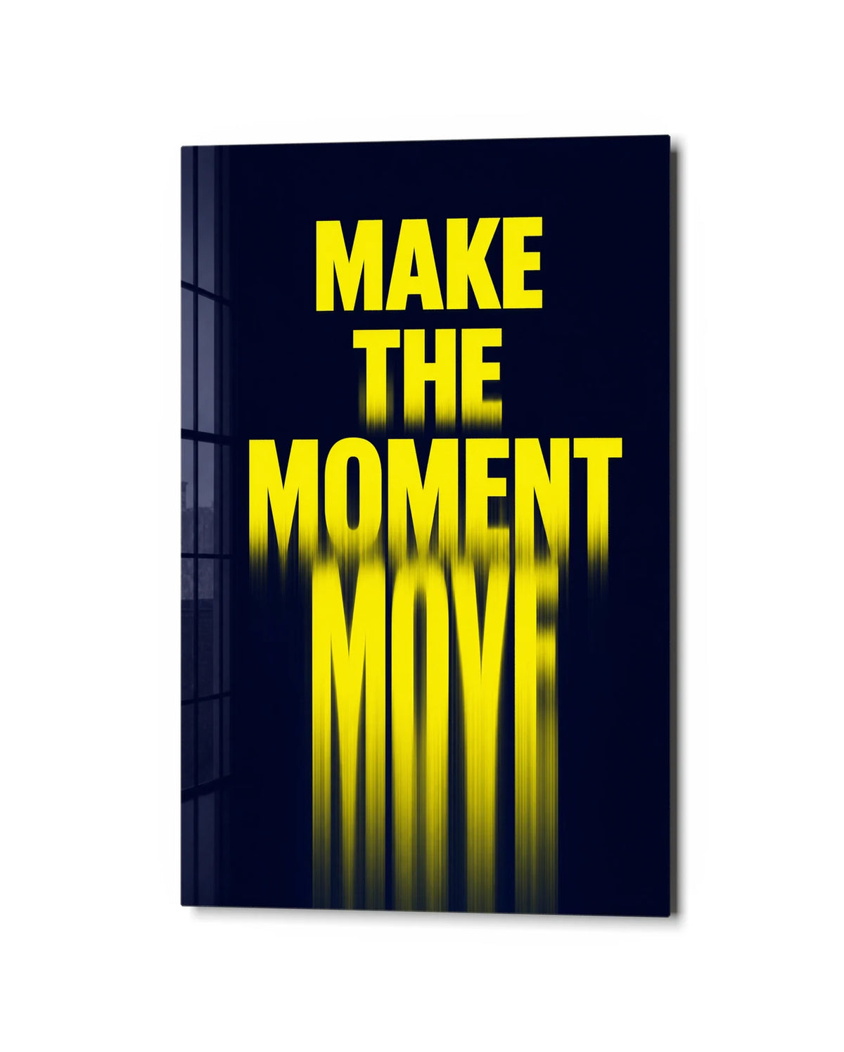 Make the Moment Move — studio view of glass wall art