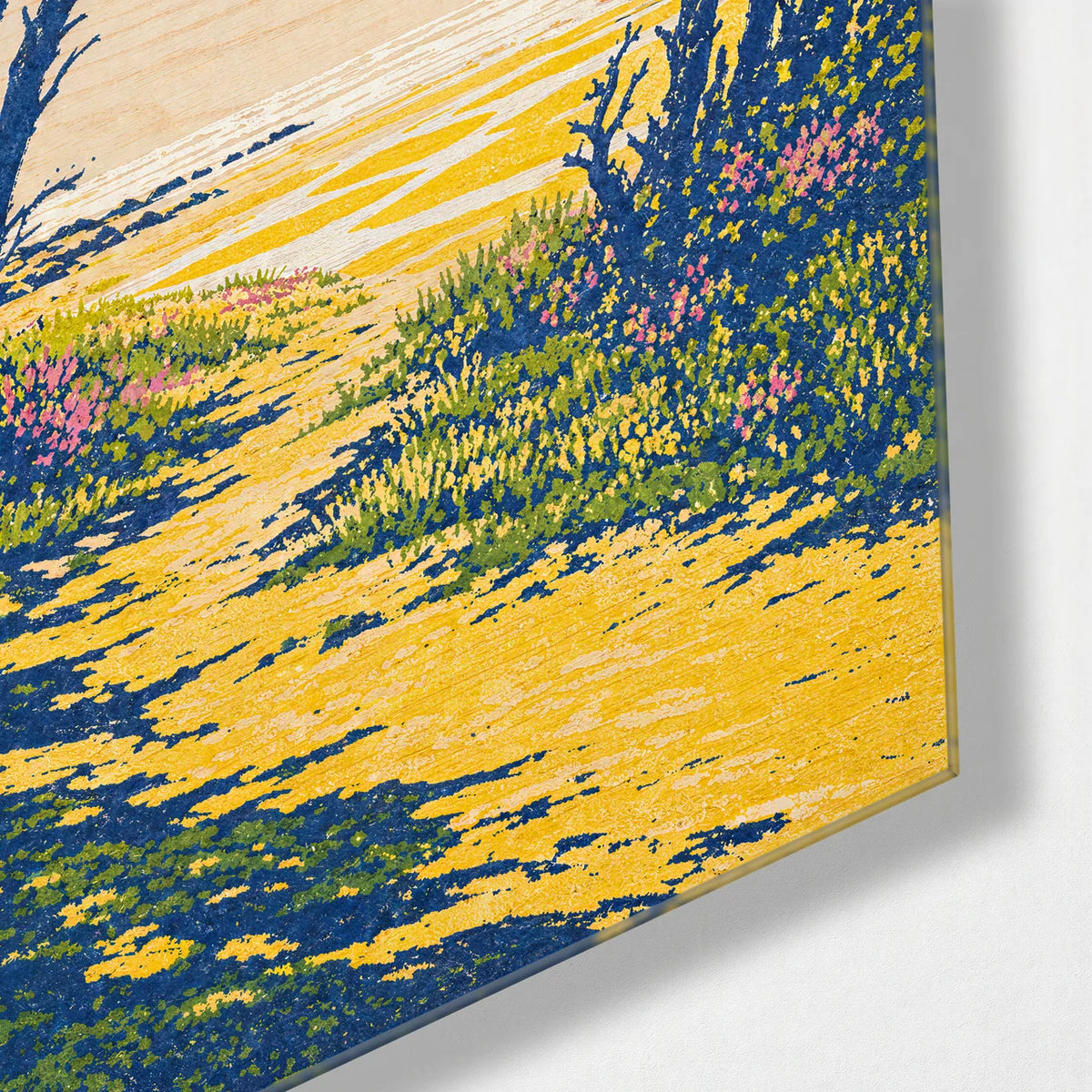 Path to the Sea — corner detail of glass wall art