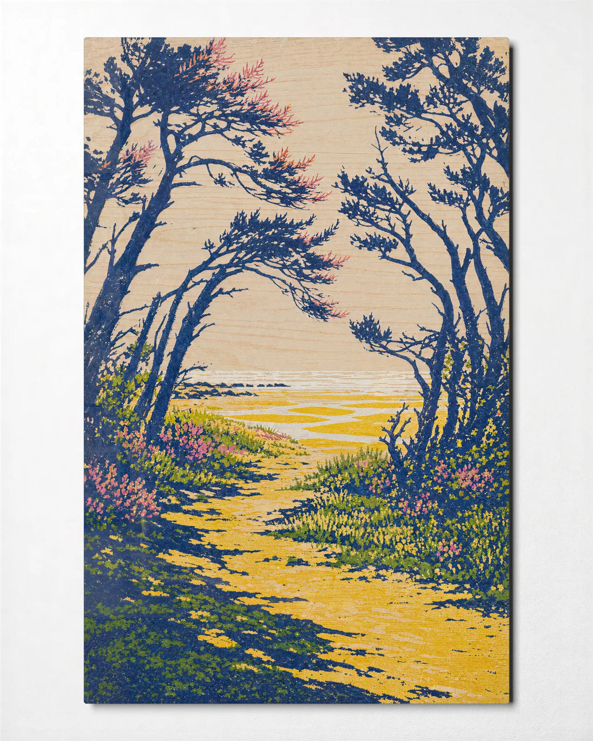 Path to the Sea — front view of glass wall art
