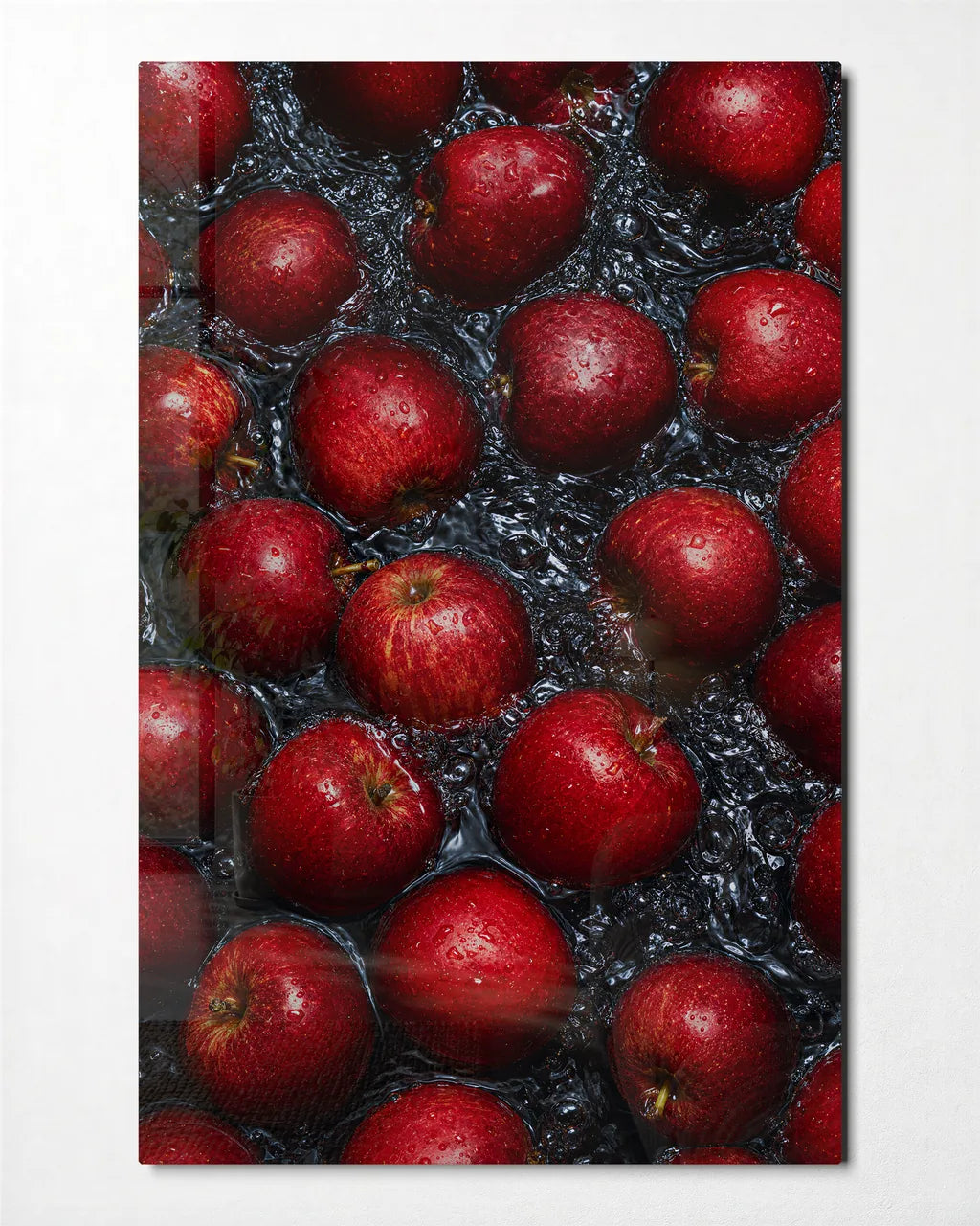 Apples in the Dark — front view of glass wall art