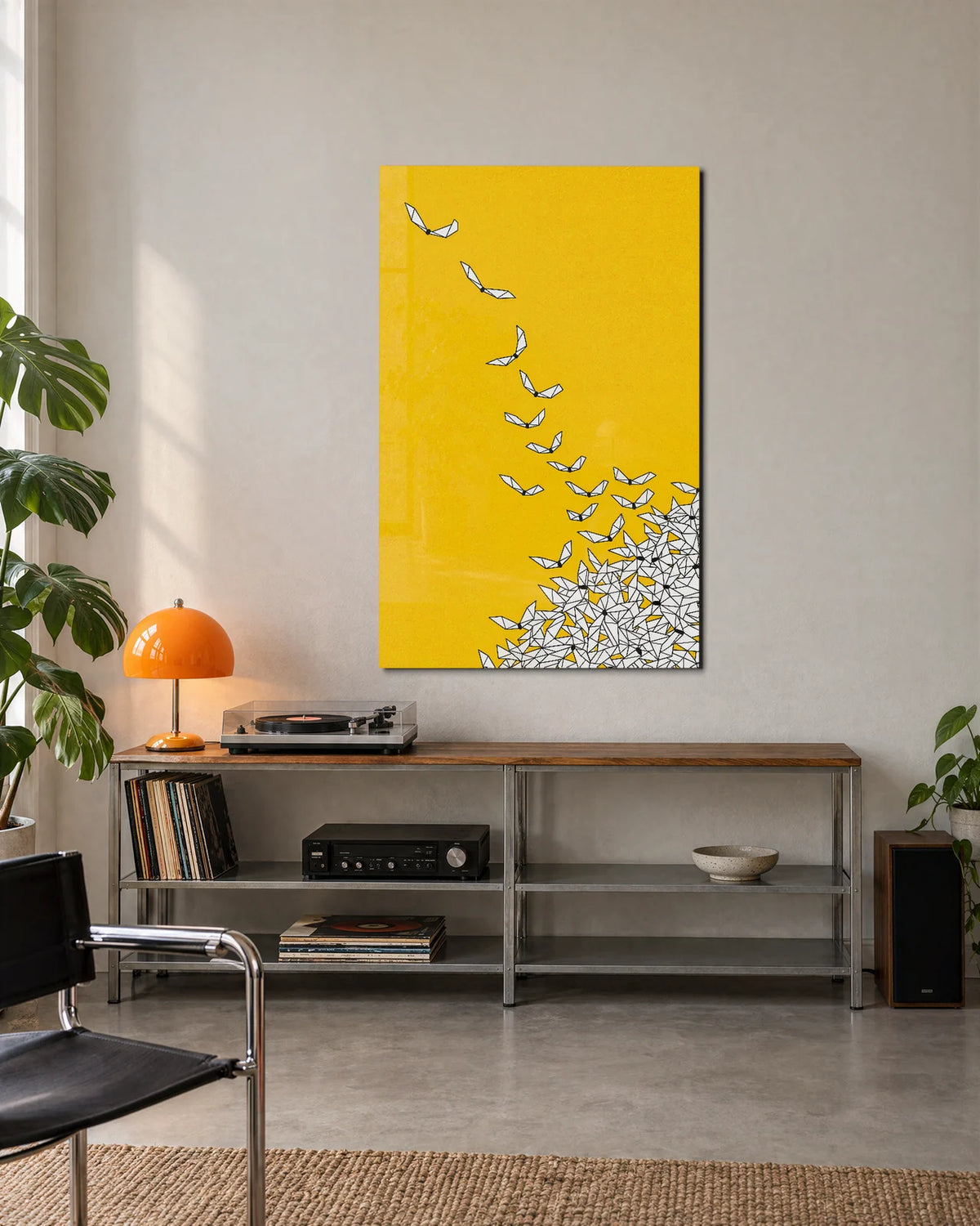 Paper Birds Rising — shown in a living space