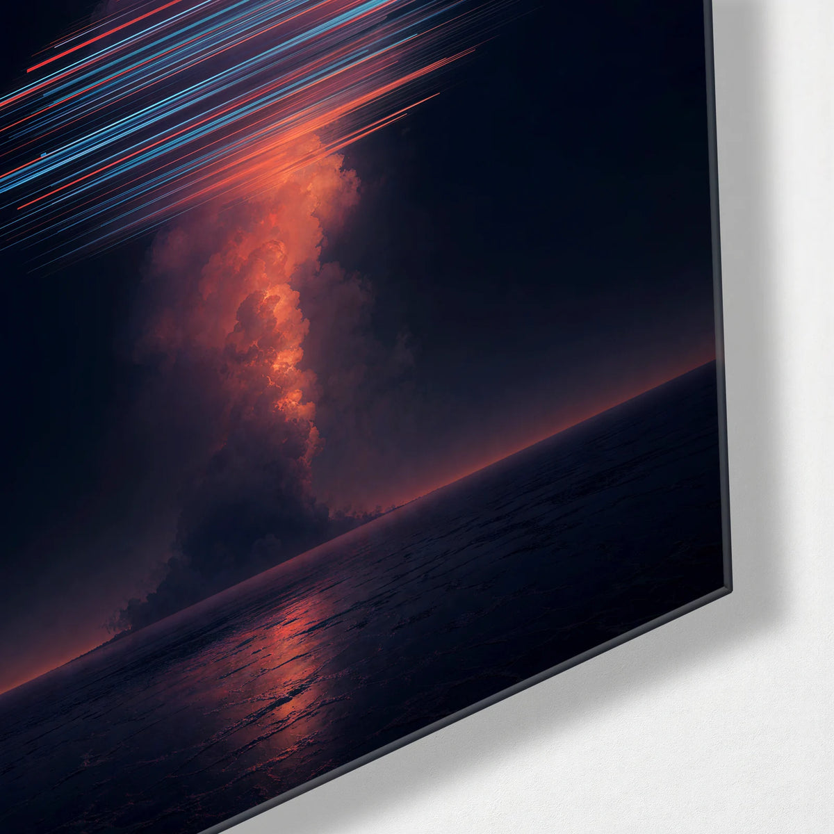 Cloud Between Lines — corner detail of glass wall art
