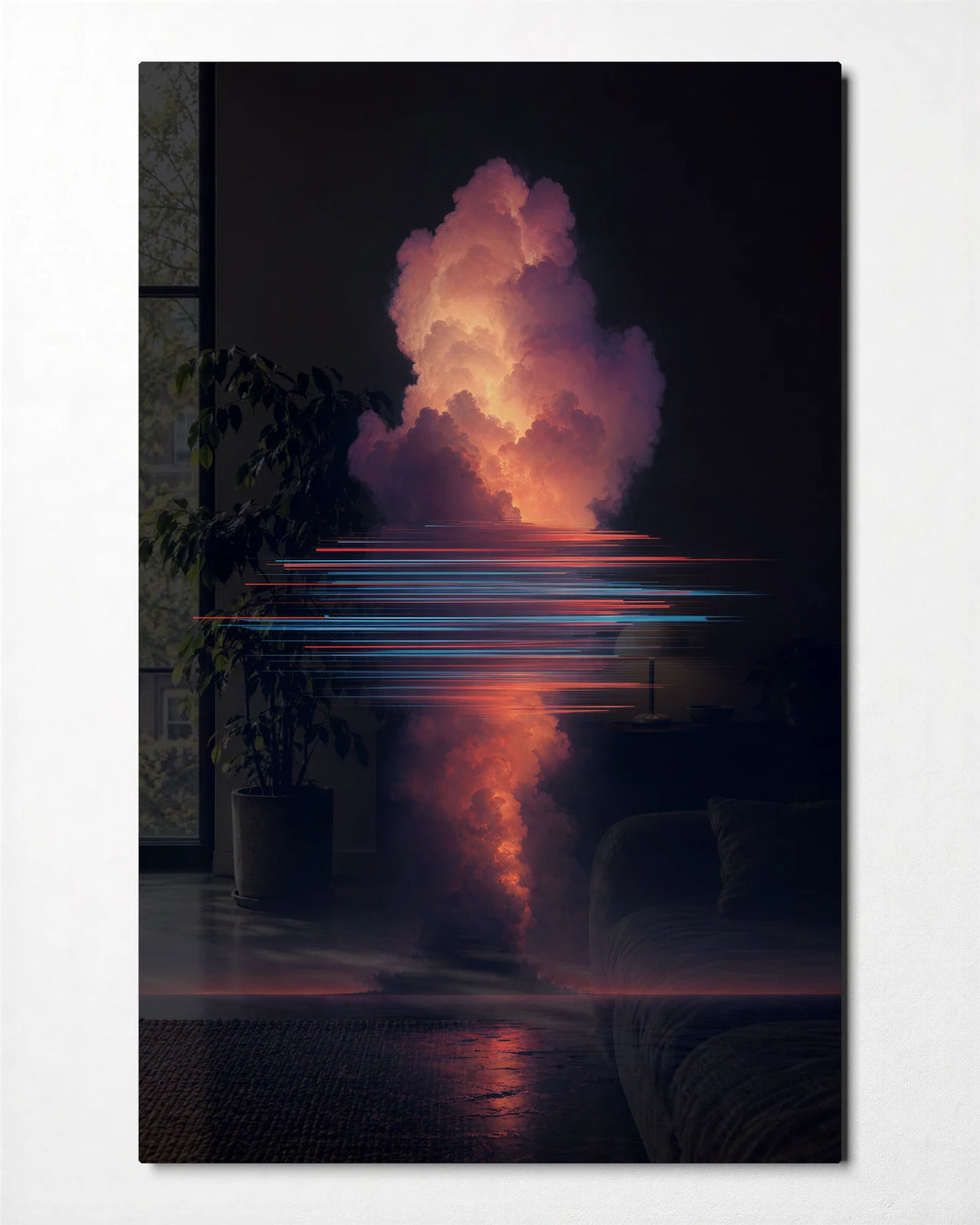 Cloud Between Lines — front view of glass wall art