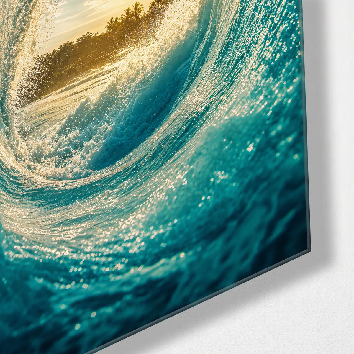 Inside the Wave — corner detail of glass wall art