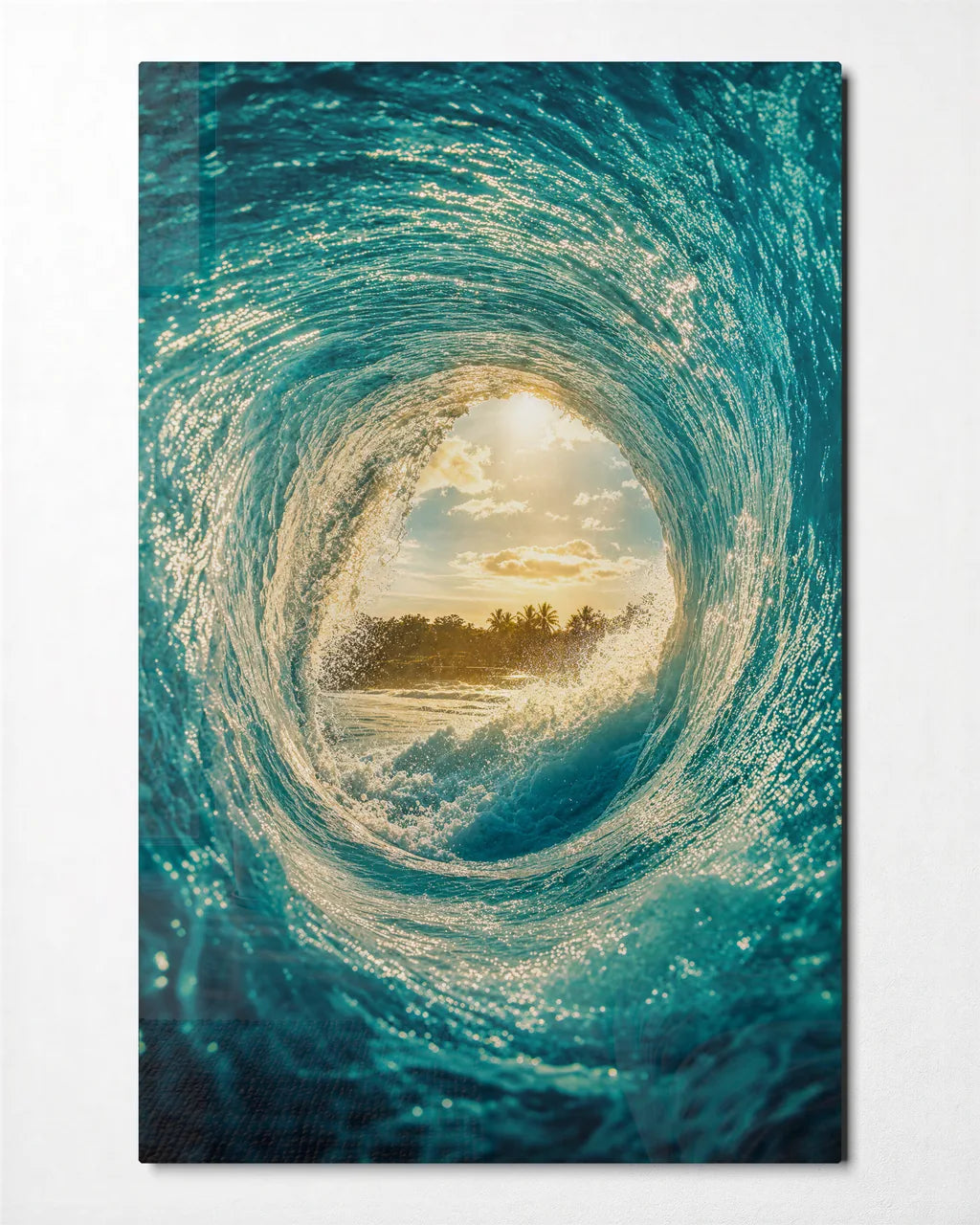 Inside the Wave — front view of glass wall art