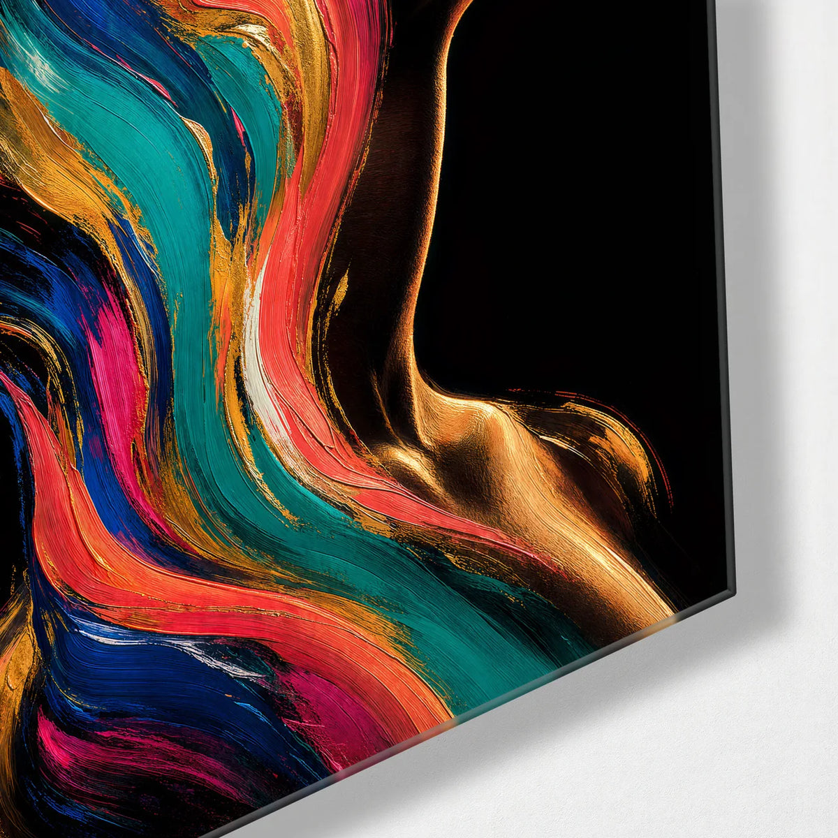 Colour in Profile — corner detail of glass wall art