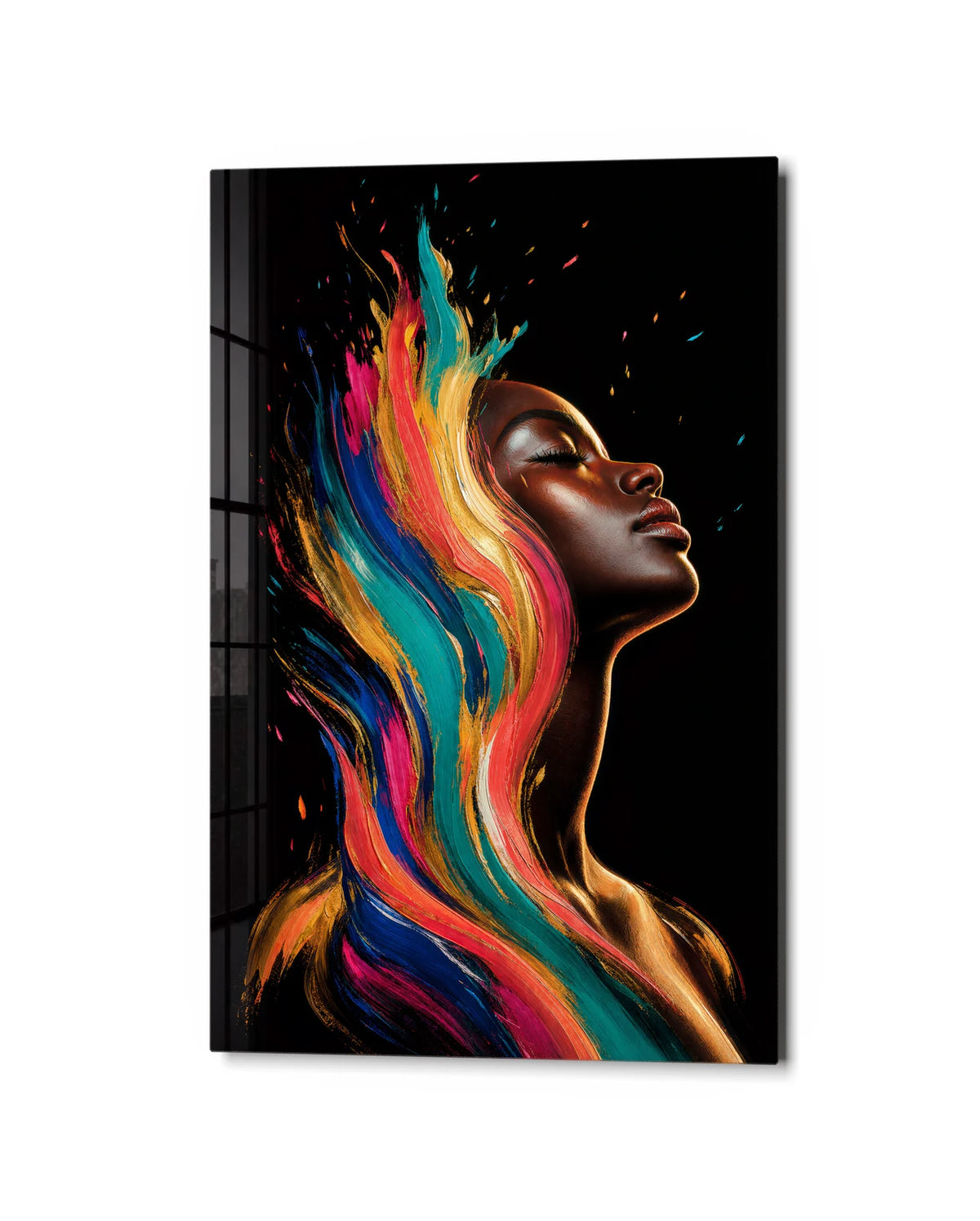 Colour in Profile — studio view of glass wall art
