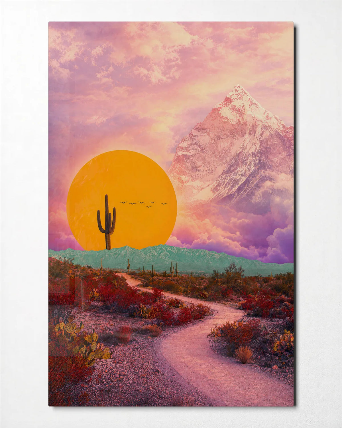 Sun Beyond the Desert — front view of glass wall art