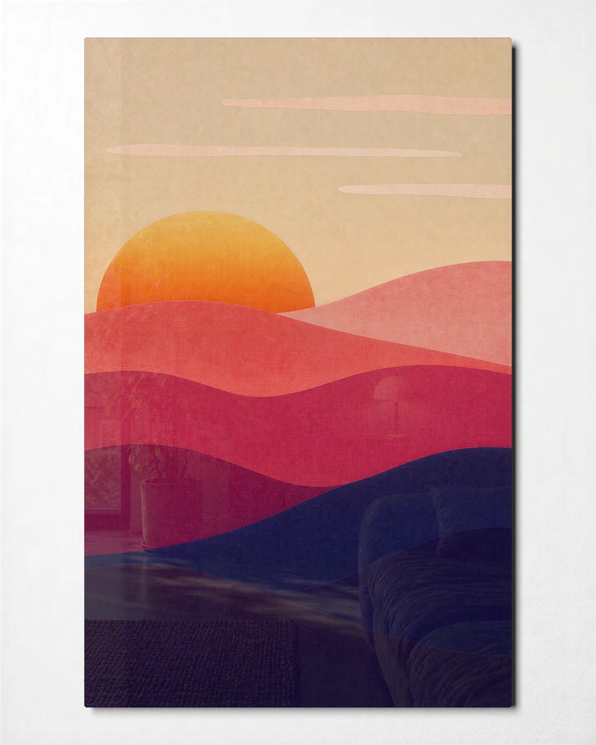 Sun over Colour — front view of glass wall art