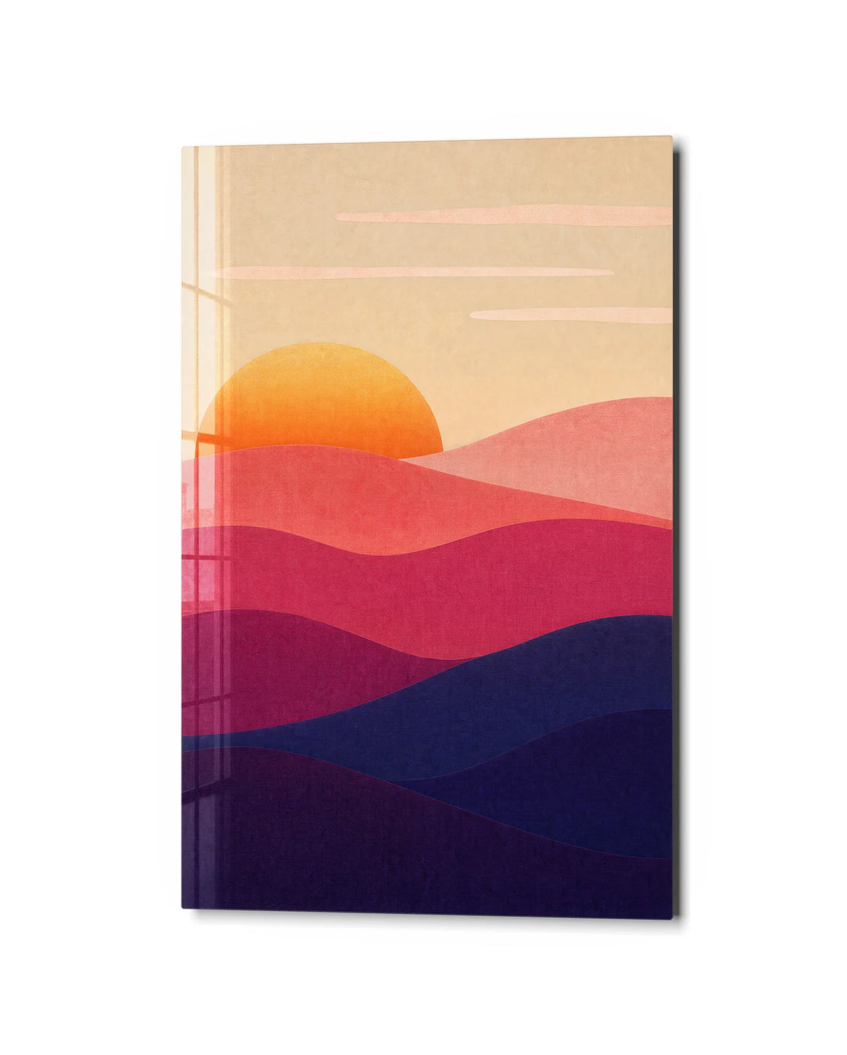 Sun over Colour — studio view of glass wall art
