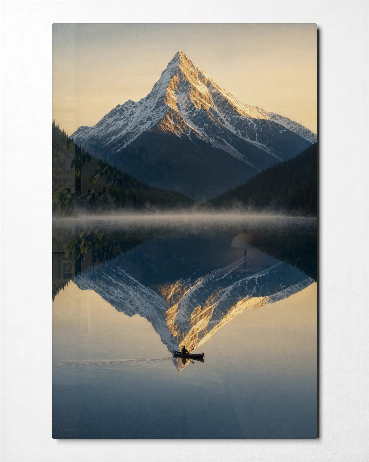 Mountain in the Mirror — front view of glass wall art