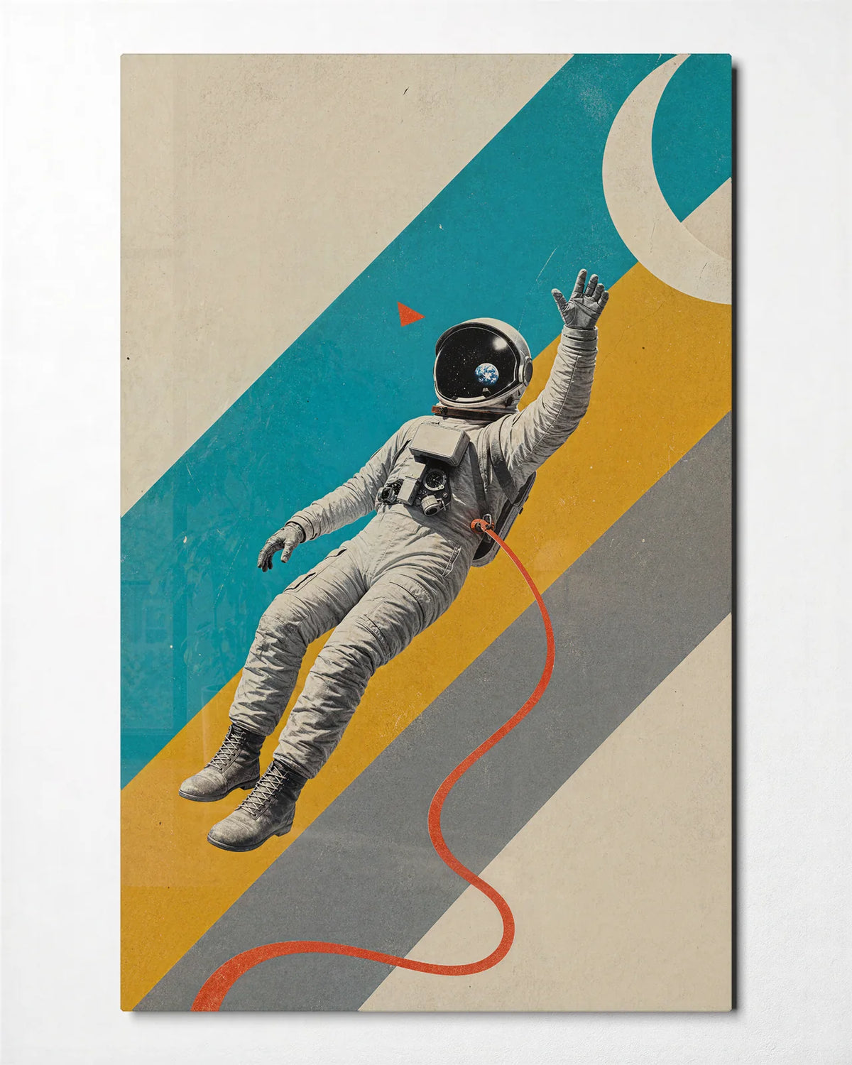 Astronaut on the Diagonal — front view of glass wall art