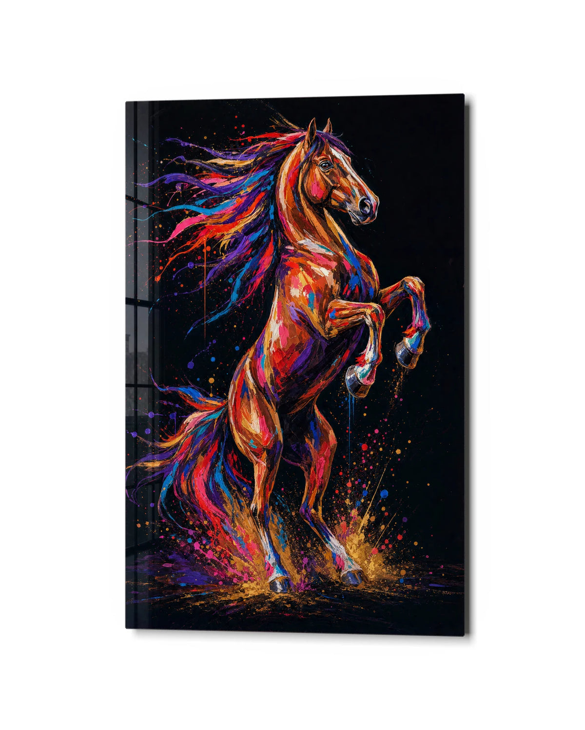 Colour at a Gallop — studio view of glass wall art