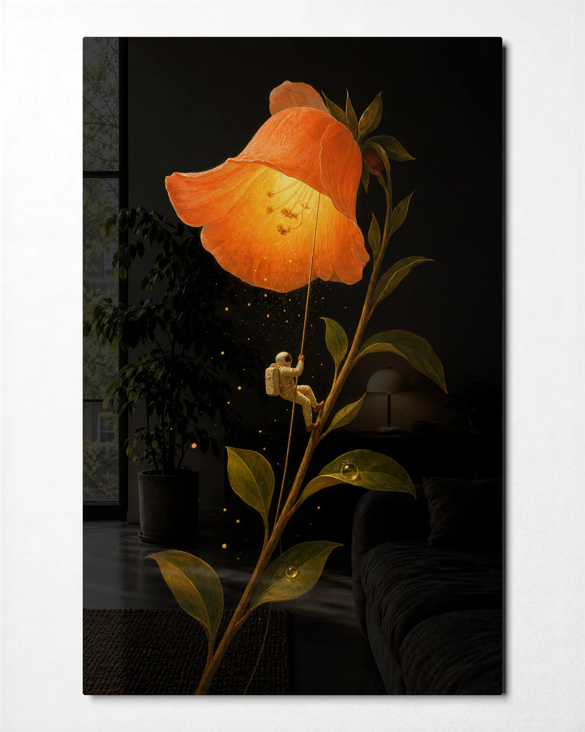 Little Climber — front view of glass wall art
