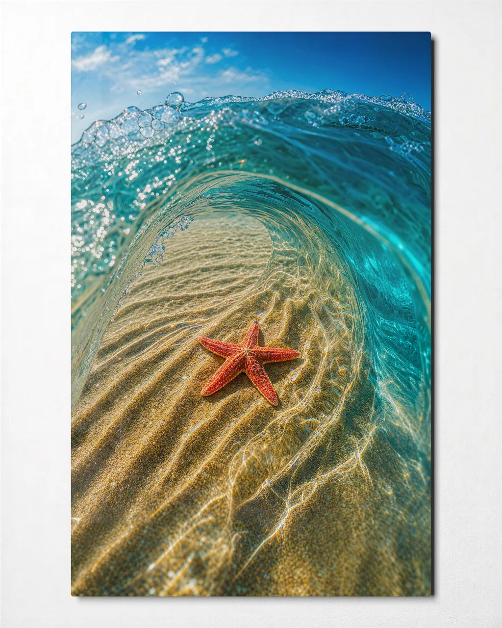 Beneath the Wave — front view of glass wall art