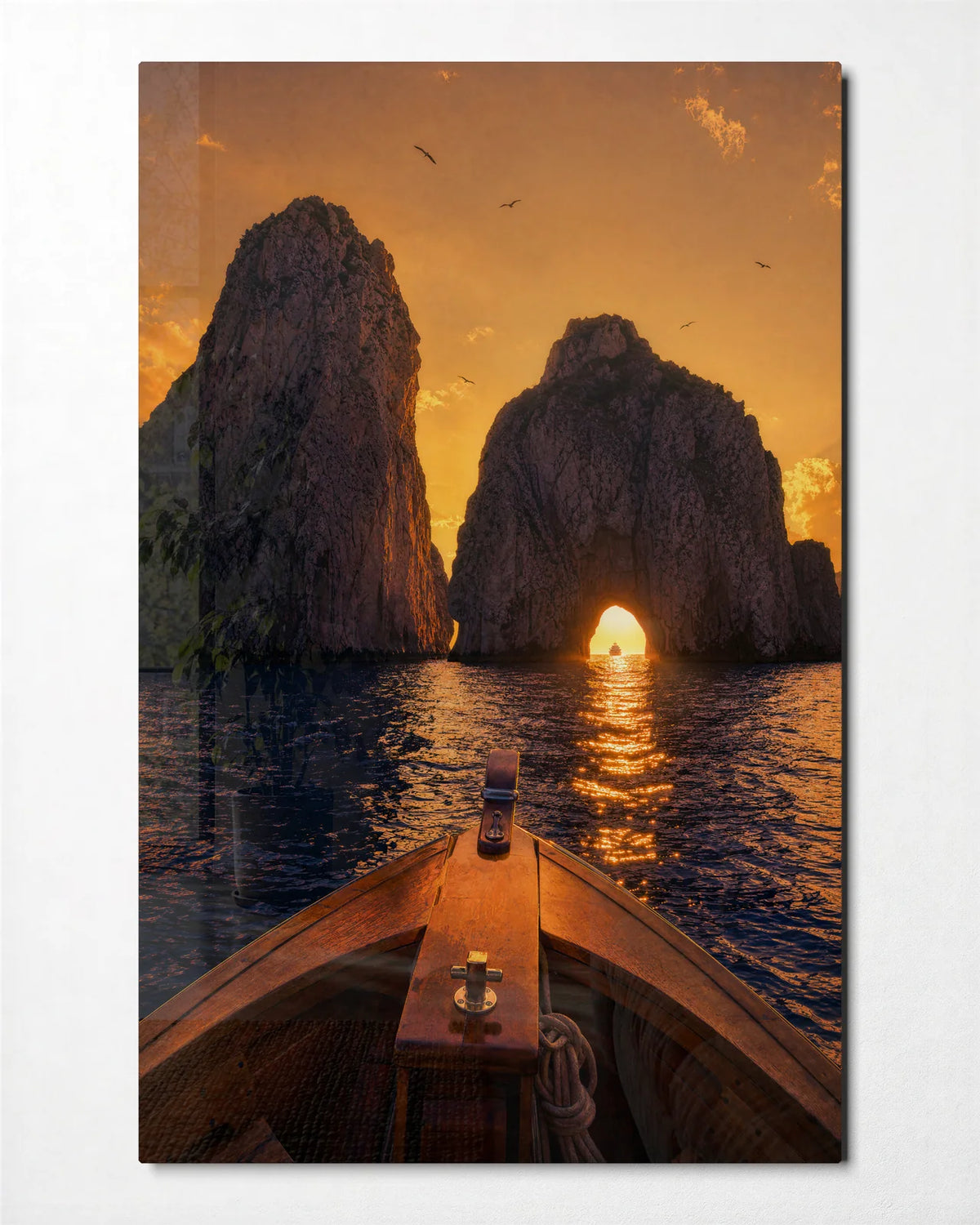 Through the Golden Arch — front view of glass wall art