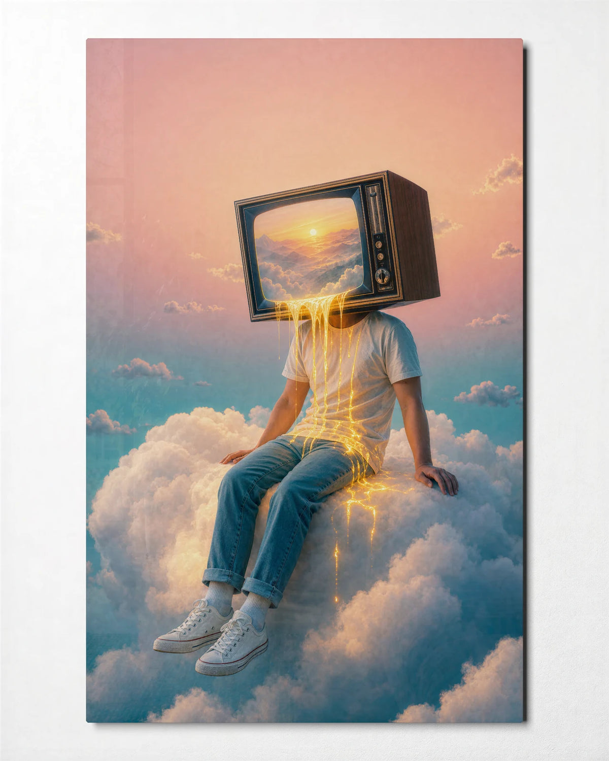 Head in the Clouds — front view of glass wall art