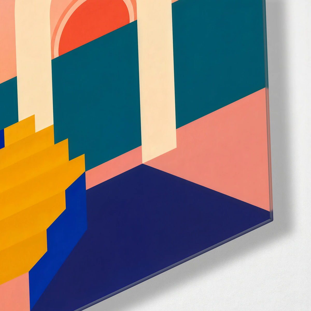 Through the Sunlit Arches — corner detail of glass wall art