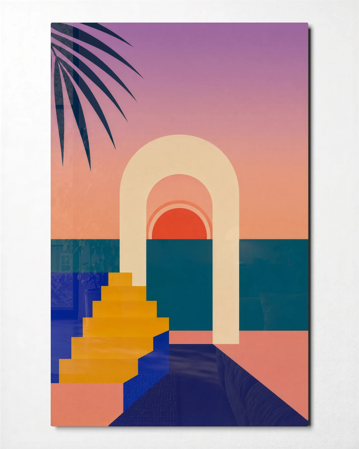 Through the Sunlit Arches — front view of glass wall art