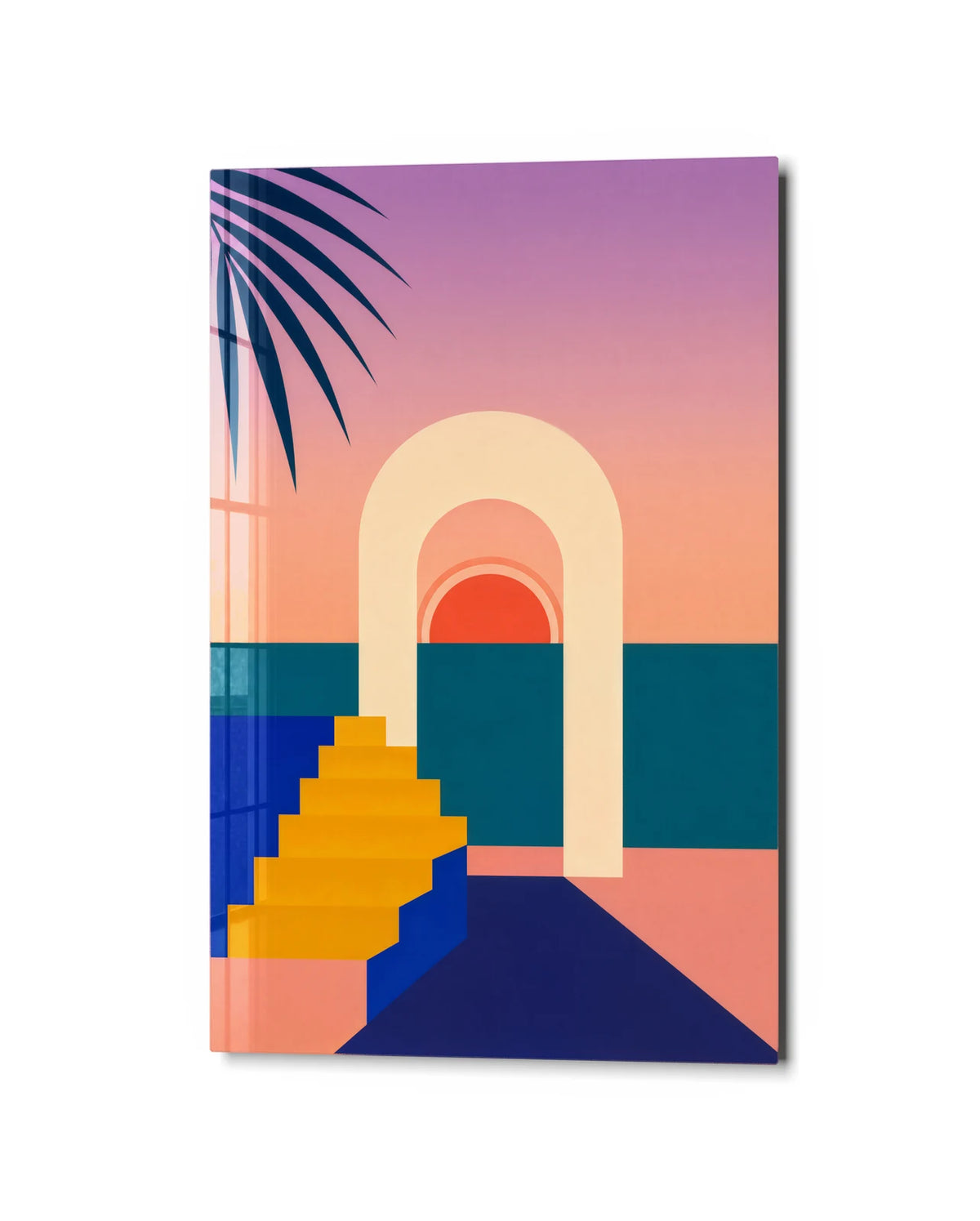 Through the Sunlit Arches — studio view of glass wall art