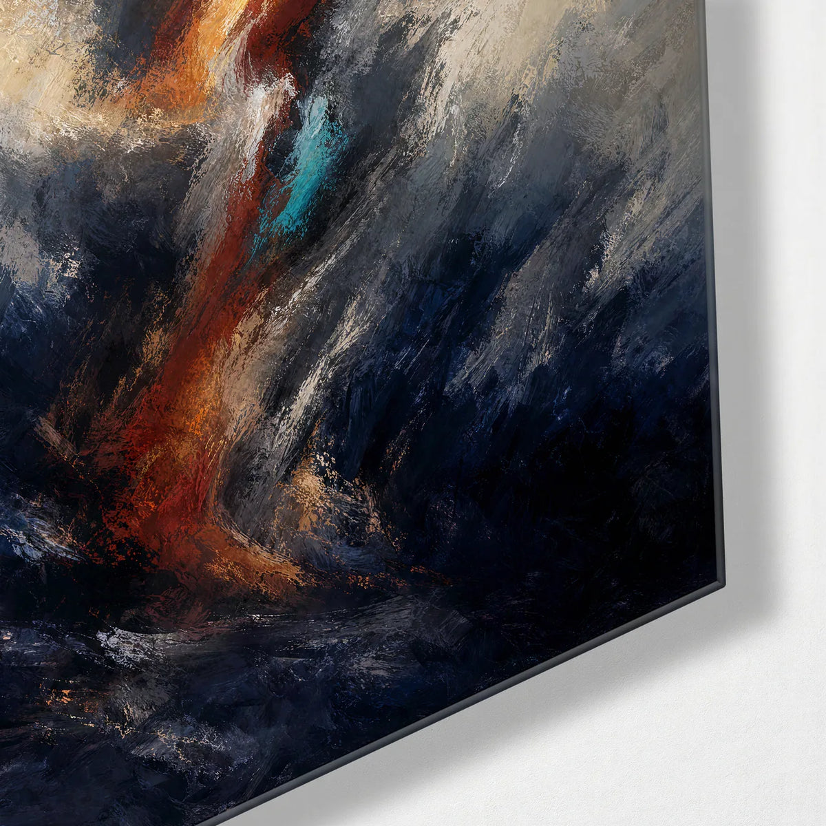 Upward Flame — corner detail of glass wall art