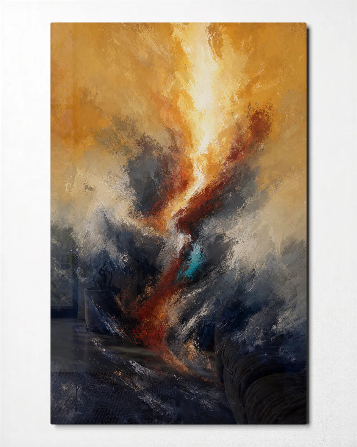 Upward Flame — front view of glass wall art