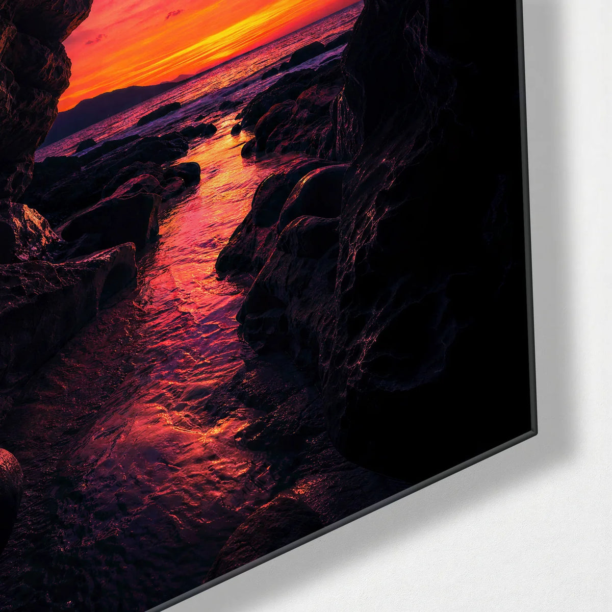 Sunset Through Stone — corner detail of glass wall art