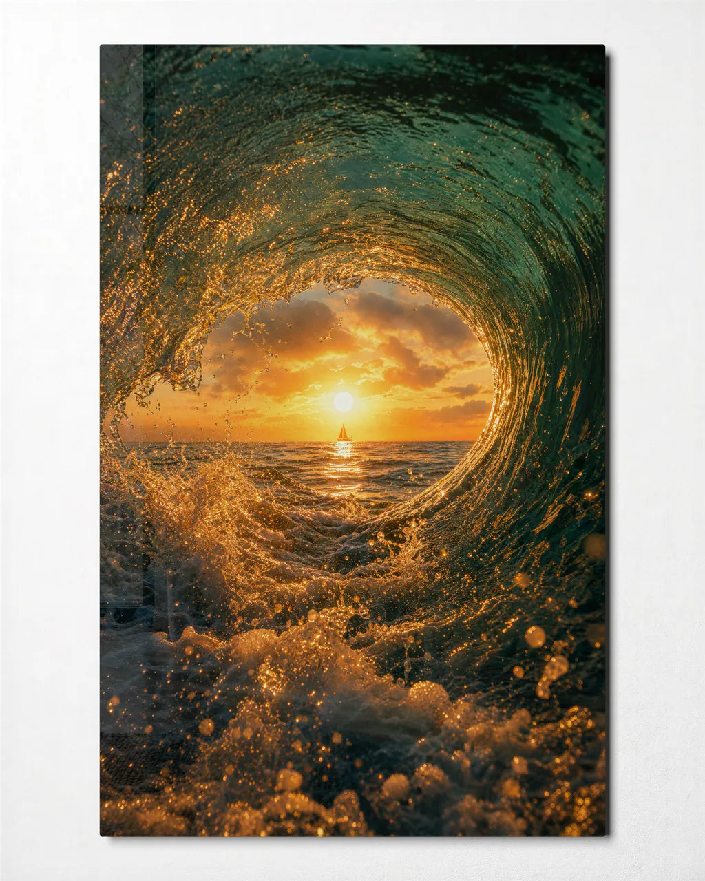 Sun Through the Barrel — front view of glass wall art