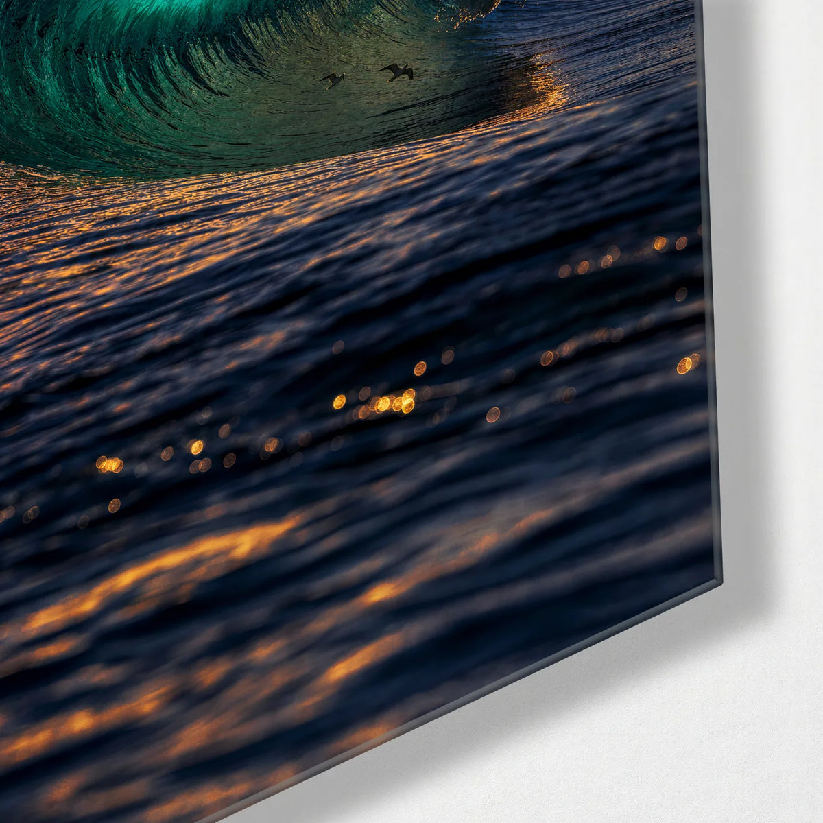 Crest of Gold — corner detail of glass wall art